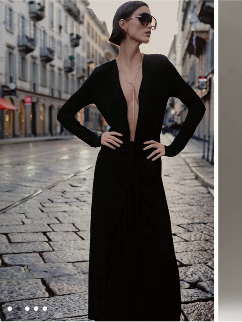 La Maise Studio Collette Plunge-Neck Maxi Dress